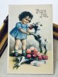 画像2: Postcard  　アンティークポストカード 　女の子とテリア犬　フランス (2)