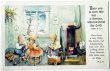 画像1: Postcard  　アンティークポストカード 　冬のおうち時間　編み物　読書　白猫　お人形 (1)