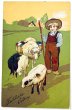 画像1: Postcard　アンティークポストカード　イースター　卵を運ぶ羊飼いの男の子 (1)
