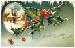 画像1: Postcard　アンティークポストカード　クリスマス　雪景色　ホーリー　 (1)