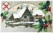 画像1: Postcard　アンティークポストカード　クリスマス　雪景色　ホーリー　（未使用） (1)
