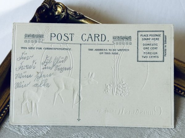 画像3: Postcard アンティークポストカード クリスマス 鹿と雪景色 (3)