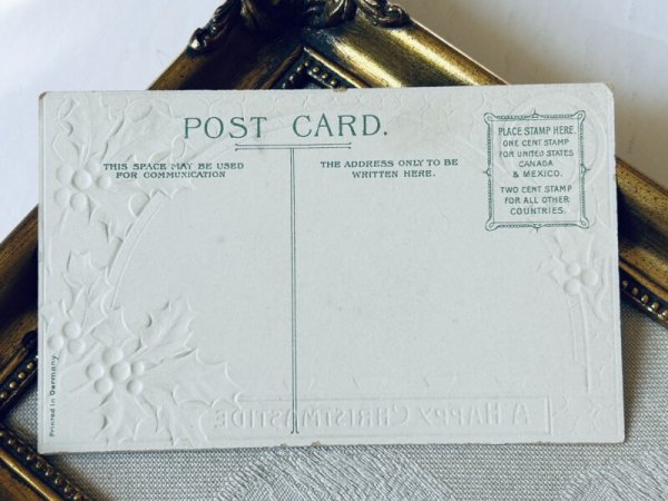 画像3: Postcard アンティークポストカード クリスマス 雪景色 ホーリー (未使用) (3)