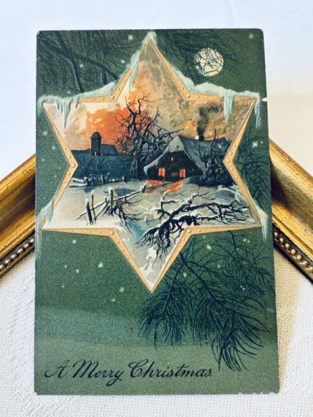 画像2: Postcard アンティークポストカード クリスマス 雪景色  月 アメリカ1908年 (2)