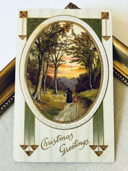 画像2: ▼SALE 500▼ Postcard アンティークポストカード クリスマス 夕暮れ時  (2)
