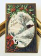 画像2: Postcard　アンティークポストカード　クリスマス　雪景色　　ホーリー　リボン　アメリカ1912年 (2)