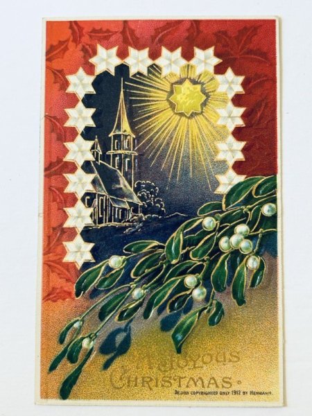 画像1: ▼SALE 500▼　Postcard　アンティークポストカード　クリスマス　ヤドリギ (1)