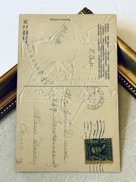 画像4: Postcard アンティークポストカード クリスマス 雪景色  月 アメリカ1908年 (4)