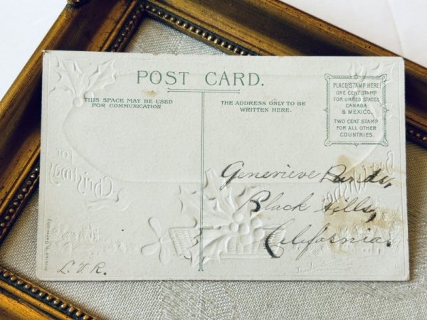 画像4: Postcard アンティークポストカード クリスマス ホーリー 聖母子 飛行船 アメリカ1908年 (4)