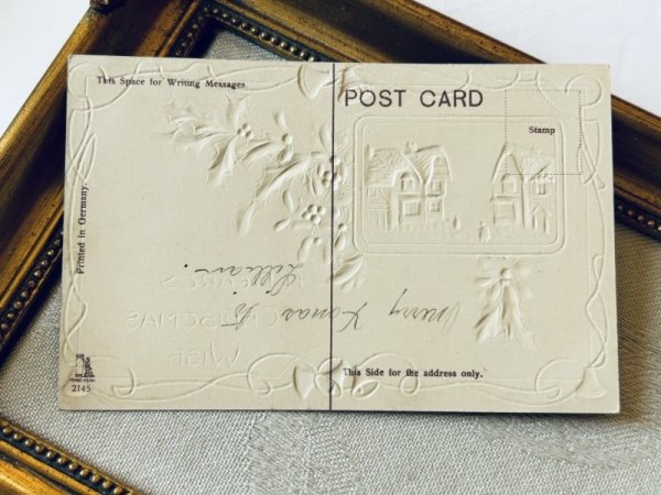 画像3: Postcard アンティークポストカード クリスマス 雪景色 ホーリー ベル ヤドリギ (3)
