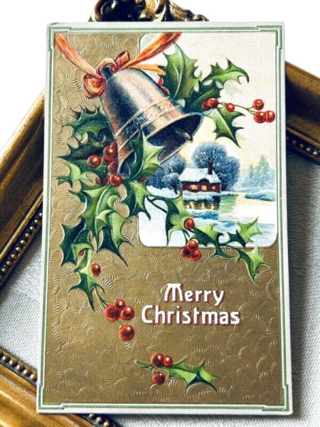 画像2: Postcard アンティークポストカード クリスマス ホーリー ベル (2)