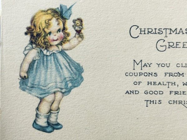 画像3: Postcard アンティークポストカード クリスマス お人形さんで遊ぶ女の子 (未使用) (3)