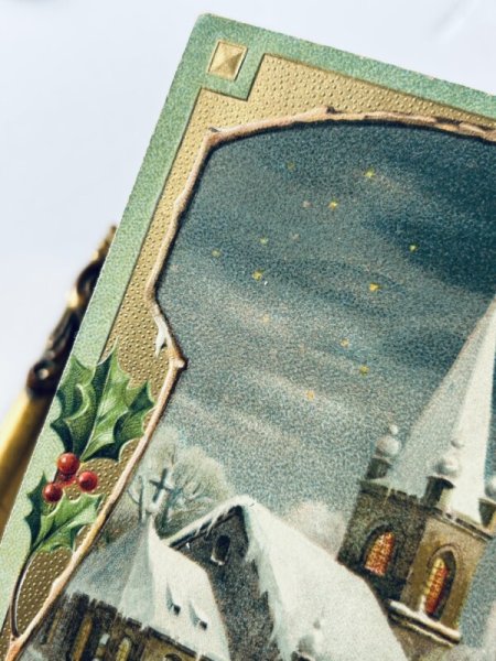 画像3: Postcard アンティークポストカード クリスマス ホーリー 教会の雪景色 (3)