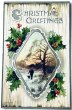 画像1: Postcard　アンティークポストカード　クリスマス　ホーリー　雪景色　犬の散歩　アメリカ1911年 (1)