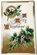 画像1: Postcard　アンティークポストカード　クリスマス　ホーリー　アメリカ1912年 (1)
