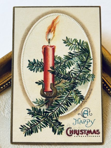 画像2: Postcard　アンティークポストカード　クリスマス　キャンドル　蝋燭　Ellen Clapsaddle (2)