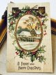 画像2: Postcard　アンティークポストカード　クリスマス　ホーリー　雪景色　アメリカ1909年 (2)