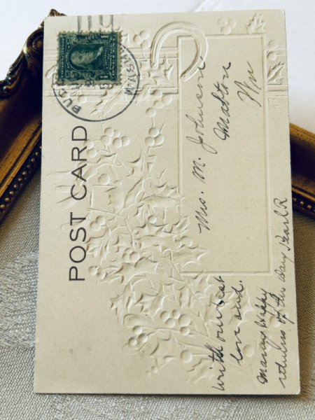 画像3: Postcard アンティークポストカード クリスマス ホーリー ヤドリギ 馬蹄 風車小屋 (3)