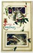 画像1: Postcard　アンティークポストカード　クリスマス　ホーリー　ベル　雪景色 (1)