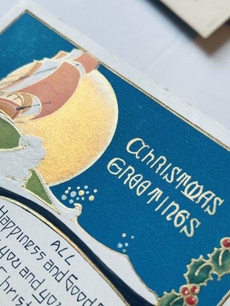 画像3: ▼SALE▼ Postcard アンティークポストカード クリスマス 帆船 (未使用) (3)