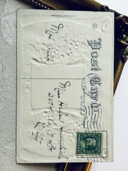 画像4: Postcard アンティークポストカード クリスマス ホーリー 雪景色 橋 (4)
