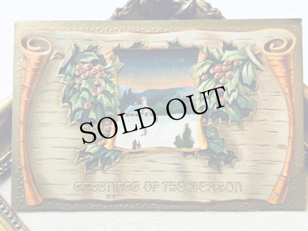 画像2: Postcard　アンティークポストカード　クリスマス　ホーリー　雪景色　教会　 (2)