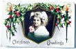 画像1: Postcard　アンティークポストカード　クリスマス　ホーリーと女の子　キャンドル　アメリカ1912年 (1)