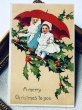画像2: Postcard　アンティークポストカード　クリスマス　ホーリー　傘とマフの女の子たち　妖精  Marie Flatscher  (2)