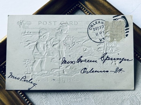 画像3: Postcard アンティークポストカード クリスマス 小鳥と子どもたち  (3)