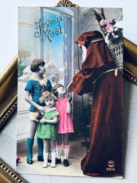 画像2: Postcard　アンティークポストカード　クリスマス　サンタさんと子どもたち　ウサギ (2)