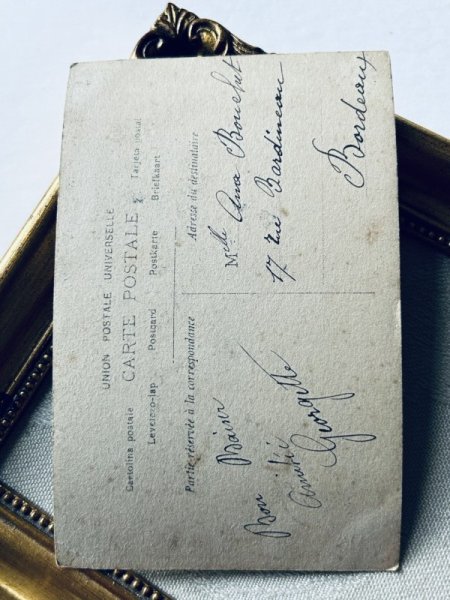 画像3: Postcard　アンティークポストカード　 クリスマス　ヤドリギと女性　フランス1907年 (3)