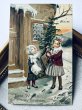 画像2: Postcard　アンティークポストカード　クリスマス　ツリーと女の子　 (2)