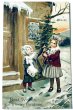 画像1: Postcard　アンティークポストカード　クリスマス　ツリーと女の子　 (1)