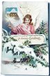 画像1: Postcard　アンティークポストカード　クリスマス　天使とキャンドル (1)