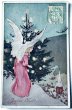 画像1: Postcard　アンティークポストカード　クリスマス　天使とツリー　教会　フランス (1)