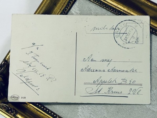 画像3: Postcard アンティークポストカード 鹿と子どもたち ソリ キノコ 四つ葉 新年祝い New Year  (3)