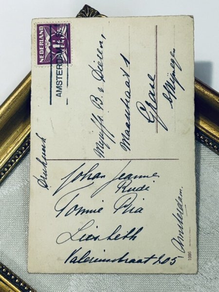 画像3: Postcard アンティークポストカード キノコと男の子 新年祝い New Year  (3)