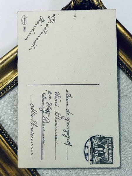 画像3: Postcard アンティークポストカード バイクに乗る子どもたち キノコ 四つ葉 新年祝い New Year  (3)