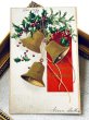 画像2: Postcard　アンティークポストカード　クリスマス　ホーリーとヤドリギと金色のベル　Ellen Clapsaddle  (2)