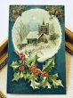 画像2: Postcard　アンティークポストカード　クリスマス　雪景色の教会　ホーリー　ベル　アメリカ1911年 (2)