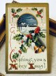 画像2: Postcard　アンティークポストカード　クリスマス　ホーリーと雪景色　ベル　アメリカ1910年 (2)