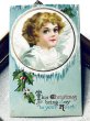 画像2: Postcard  アンティークポストカード　クリスマス　青い瞳と金色の巻き毛の天使　Ellen Clapsaddle　アメリカ1909年 (2)