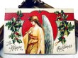 画像2: Postcard  アンティークポストカード　クリスマス　天使　ホーリー　Ellen Clapsaddle　アメリカ1909年 (2)