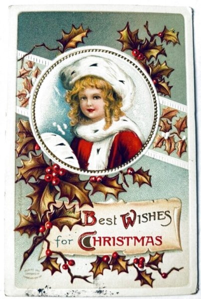 画像1: Postcard　アンティークポストカード　クリスマス　女の子　Ellen Clapsaddle (1)