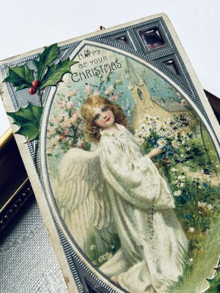 画像3: Postcard アンティークポストカード クリスマス 天使 教会 アメリカ1907年 (3)