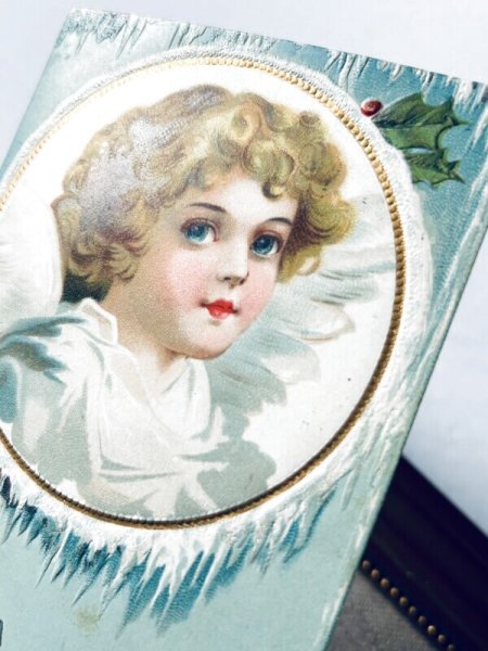 画像3: Postcard  アンティークポストカード クリスマス 青い瞳と金色の巻き毛の天使 Ellen Clapsaddle アメリカ1909年 (3)