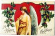 画像1: Postcard  アンティークポストカード　クリスマス　天使　ホーリー　Ellen Clapsaddle　アメリカ1909年 (1)