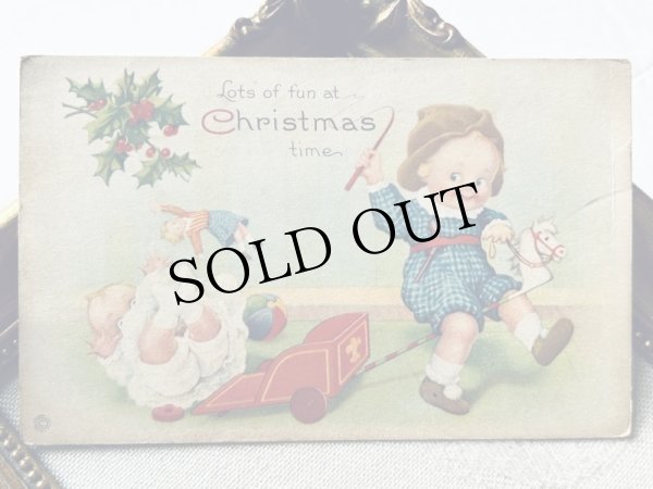 画像2: Postcard　アンティークポストカード　クリスマス　玩具の馬車で遊ぶ子どもたち　Ellen Clapsaddle (2)