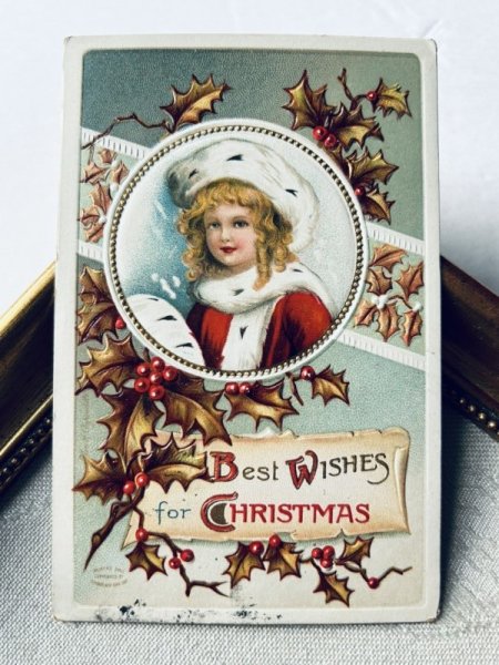 画像2: Postcard アンティークポストカード クリスマス 女の子 Ellen Clapsaddle (2)