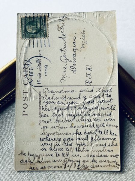 画像4: Postcard  アンティークポストカード クリスマス 青い瞳と金色の巻き毛の天使 Ellen Clapsaddle アメリカ1909年 (4)